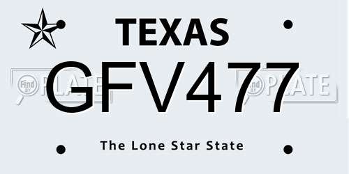 GFV477 Texas License Plate