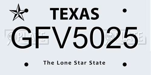GFV5025 Texas License Plate