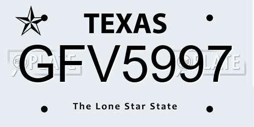 GFV5997 Texas License Plate