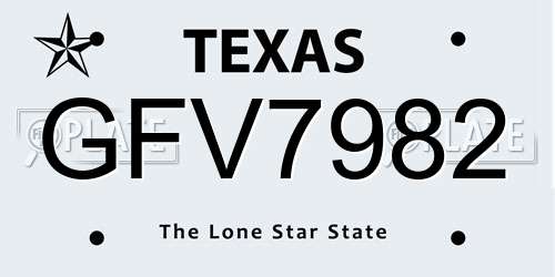 GFV7982 Texas License Plate