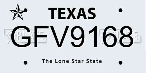 GFV9168 Texas License Plate