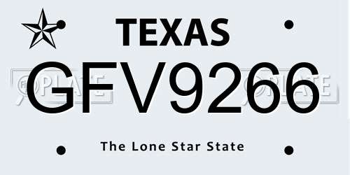 GFV9266 Texas License Plate