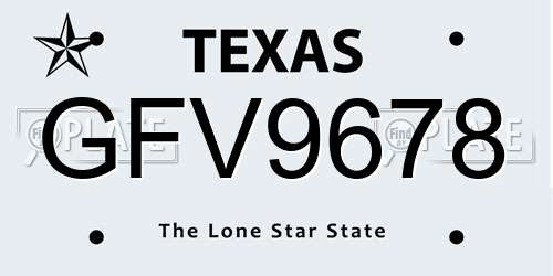 GFV9678 Texas License Plate
