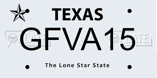 GFVA15 Texas License Plate