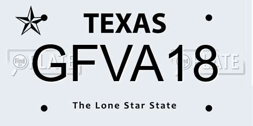 GFVA18 Texas License Plate