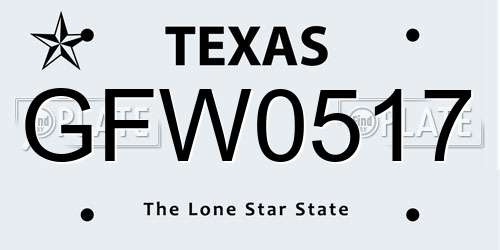 GFW0517 Texas License Plate