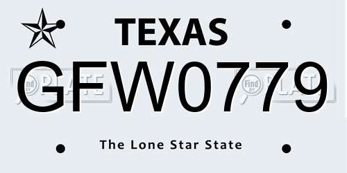 GFW0779 Texas License Plate