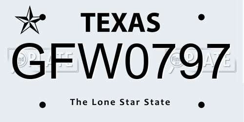 GFW0797 Texas License Plate