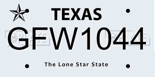 GFW1044 Texas License Plate