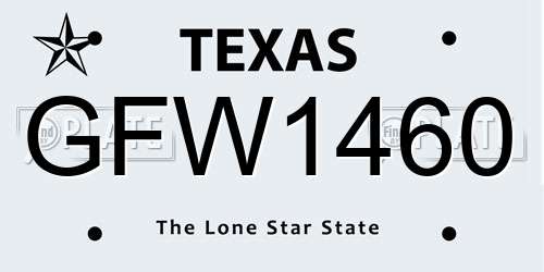 GFW1460 Texas License Plate