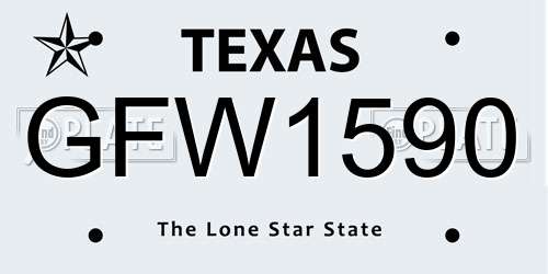 GFW1590 Texas License Plate