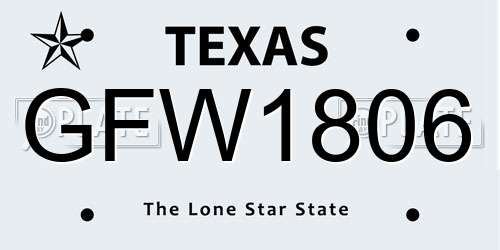 GFW1806 Texas License Plate