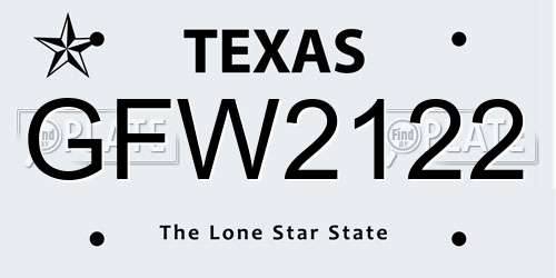 GFW2122 Texas License Plate