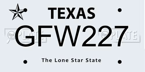 GFW227 Texas License Plate