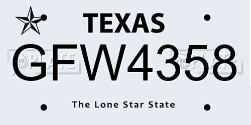 GFW4358 Texas License Plate