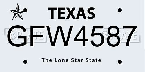 GFW4587 Texas License Plate