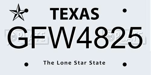 GFW4825 Texas License Plate