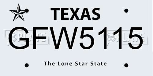 GFW5115 Texas License Plate