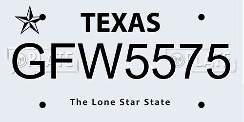 GFW5575 Texas License Plate