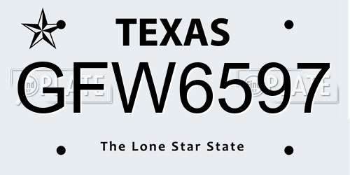 GFW6597 Texas License Plate