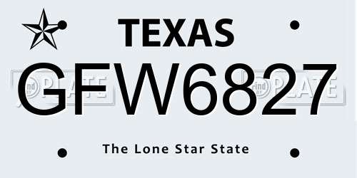 GFW6827 Texas License Plate