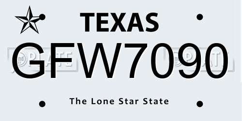 GFW7090 Texas License Plate