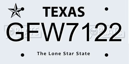 GFW7122 Texas License Plate