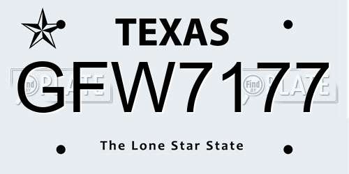 GFW7177 Texas License Plate