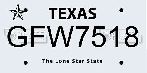 GFW7518 Texas License Plate