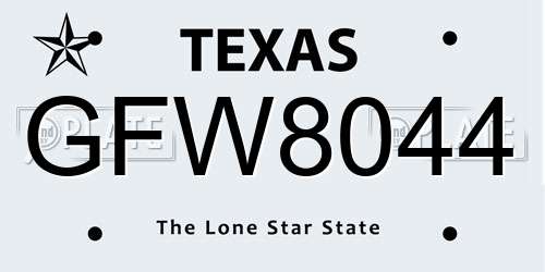 GFW8044 Texas License Plate