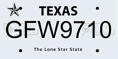 GFW9710 Texas License Plate