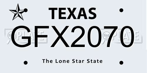 GFX2070 Texas License Plate