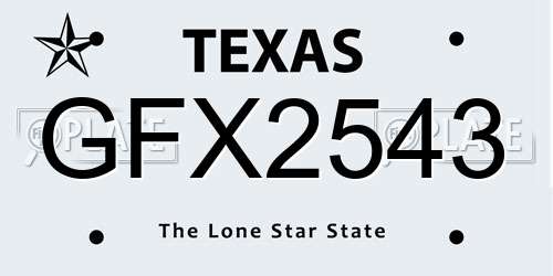 GFX2543 Texas License Plate