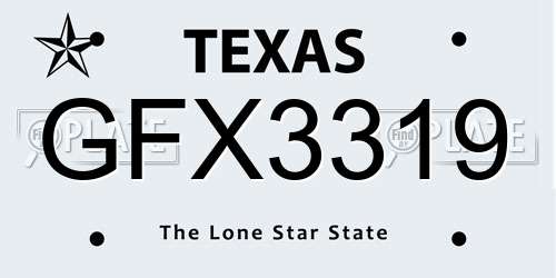 GFX3319 Texas License Plate