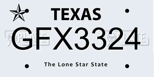GFX3324 Texas License Plate