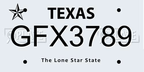 GFX3789 Texas License Plate