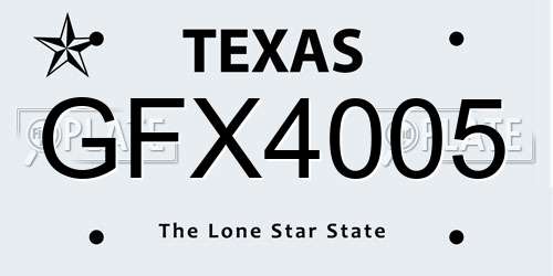 GFX4005 Texas License Plate