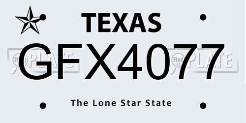 GFX4077 Texas License Plate