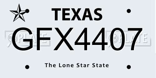 GFX4407 Texas License Plate