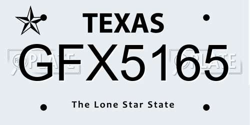 GFX5165 Texas License Plate