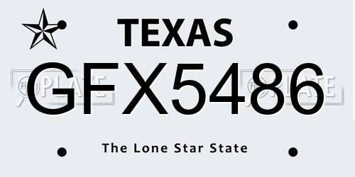 GFX5486 Texas License Plate