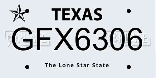 GFX6306 Texas License Plate