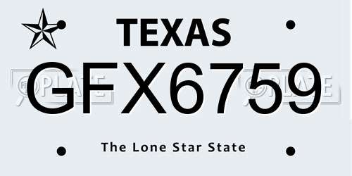 GFX6759 Texas License Plate