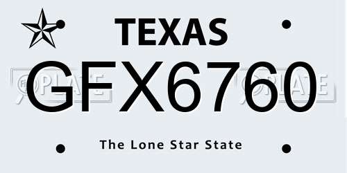 GFX6760 Texas License Plate