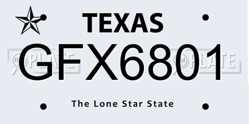GFX6801 Texas License Plate
