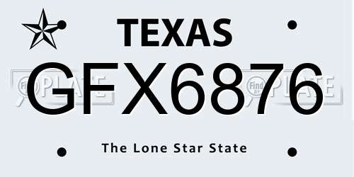GFX6876 Texas License Plate