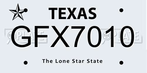 GFX7010 Texas License Plate