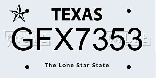 GFX7353 Texas License Plate