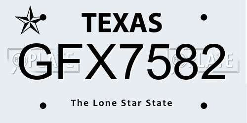 GFX7582 Texas License Plate