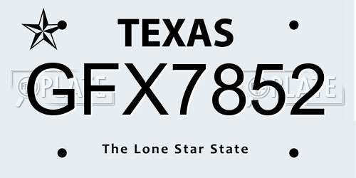 GFX7852 Texas License Plate